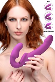 Remote Control Inflatable Vibrating Silicone Strapless Strap-On
