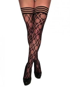 Kix'ies Elle Dot Fishnet Diamond Thigh High Black C