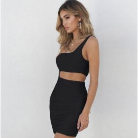 Slim One-shoulder Short Dress Sexy Fashion Hollow Mini Dresses For Women (Option: Black-XS)