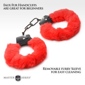 Cuffed in Fur Furry Handcuffs (Color: Red)