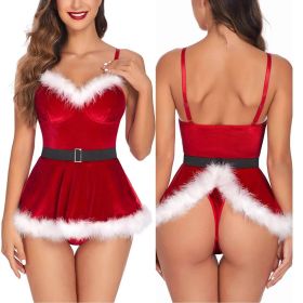 Womens Christmas Lingerie Red Santa Babydolls Chemises Set (size: 3XL)